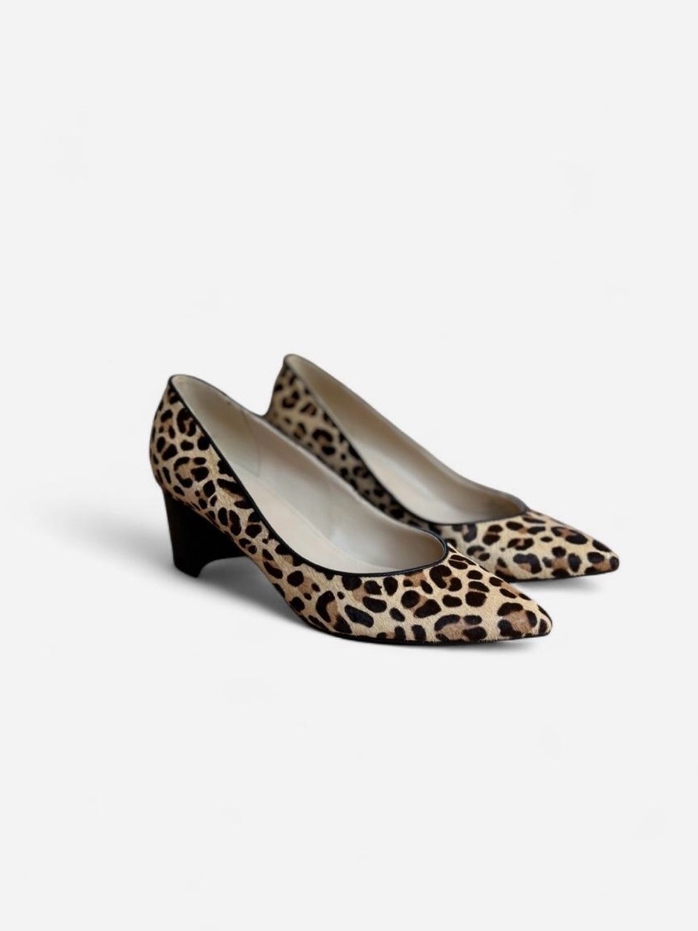 Marc Fisher Mana Calf Hair Leopard Print Block Heel Pointed Toe US 8.5 Comfy